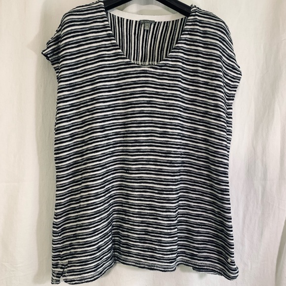 T by Talbots Black/White Stripe With Accent Back Yoke Top Sz XL - Picture 3 of 12